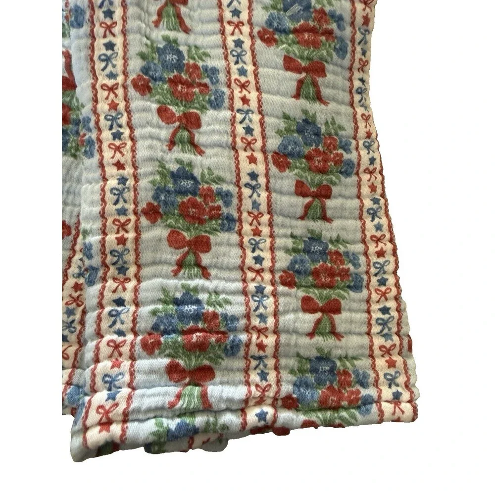 Laura Ashley Kitchen Dish Towels Blue Red Floral 100% Cotton Gauze Set of 2